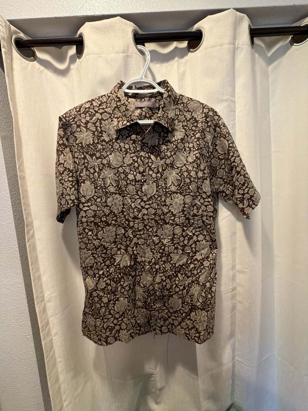 Daniel Cremieux Signature Collection Brown Floral Paisley Short Sleeve Shirt